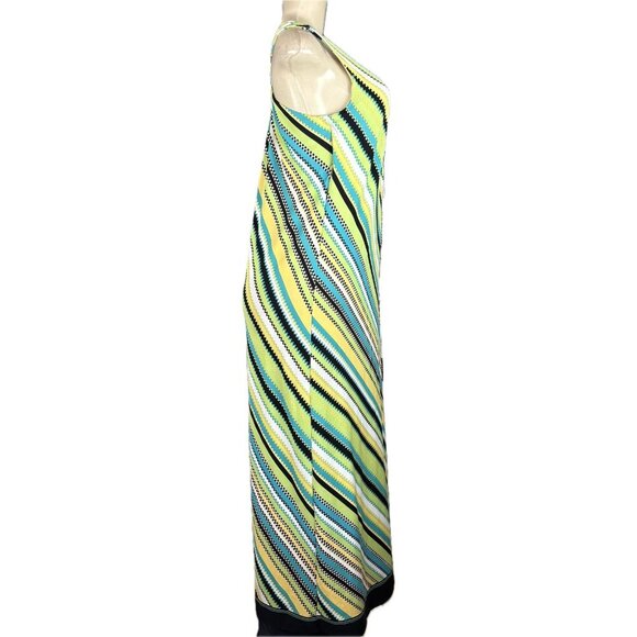 Emma & Michele M Multicolor Diagonal Puzzle Striped Keyhole Racerback Maxi Dress - Picture 3 of 6